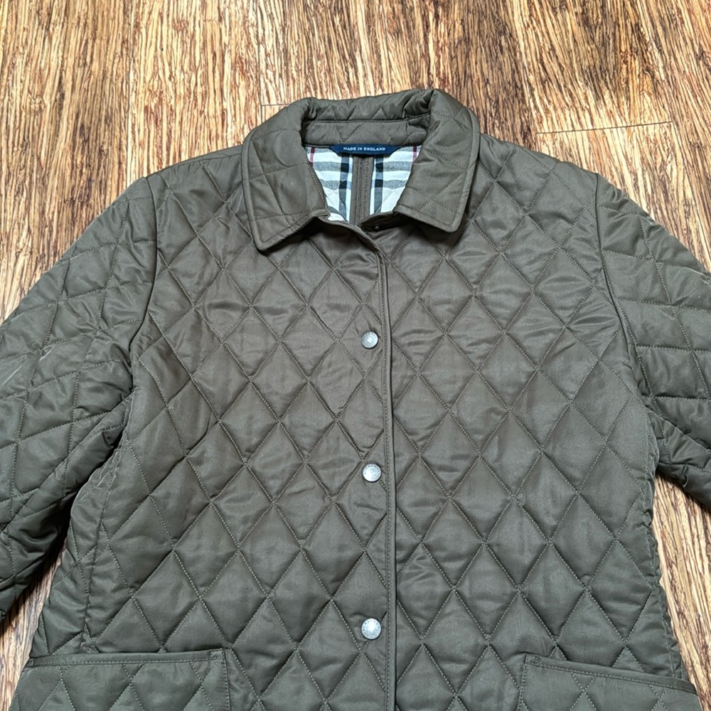 Burberry Olive Green/Brown? Quilted Jacket with House Check Lining - Picture 4 of 16